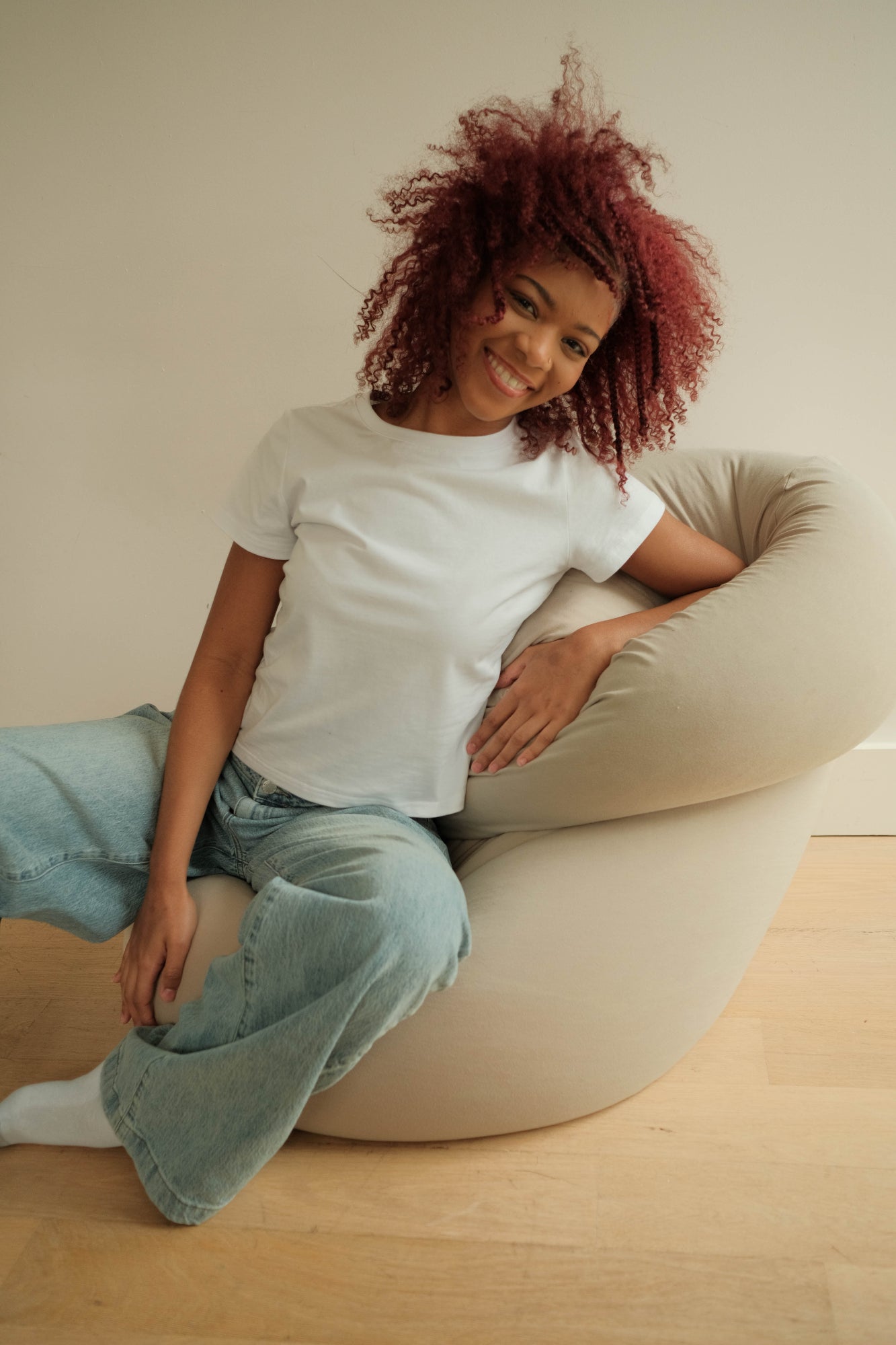 woman wears perfect white t-shirt