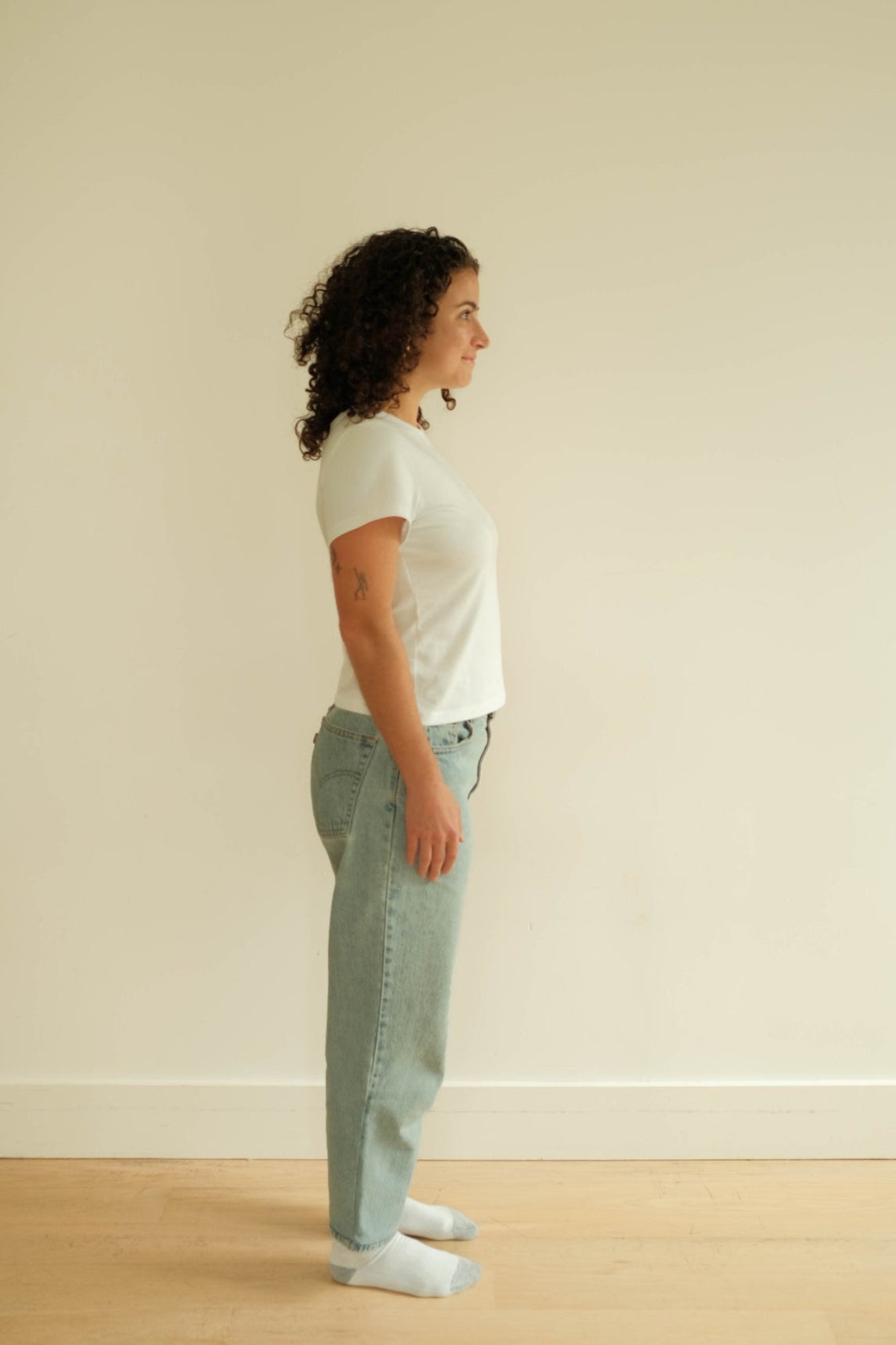 woman wears perfect white t-shirt